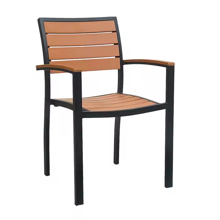 Commerical Outdoor Patio Black Aluminum Poly-wood Furniture Teak Plastic Restaurant Beach Garden Wood Chairs
