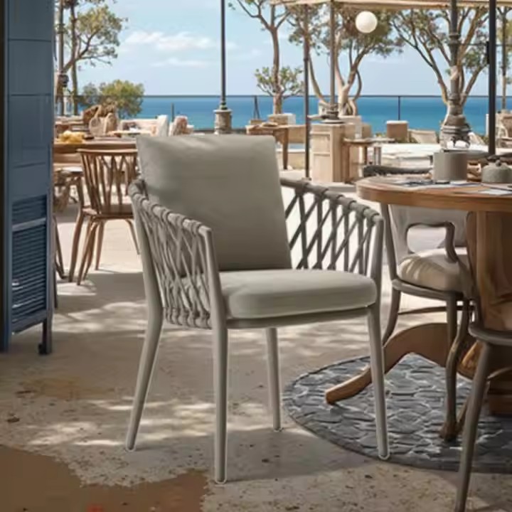 Modern Style Rattan Sofa and Tea Table Set Outdoor Dining Chair for Farmhouse Garden Balcony Courtyard Leisure Furniture
