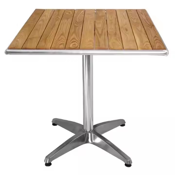 Modern Outdoor Indoor Garden Living Lounge 31x31 Aluminum Frame Burmese Teak Wood Coffee Table