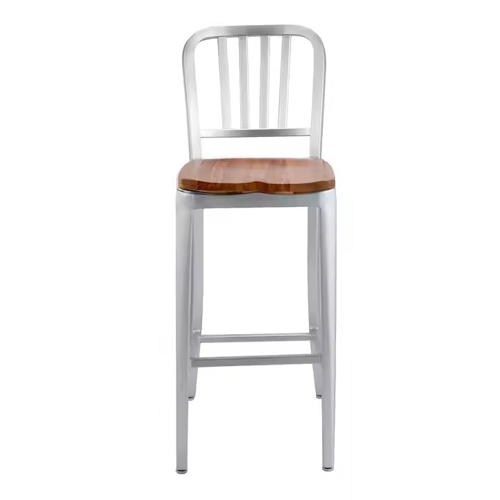 Industry Commercial Handmade Brushed Anodized Aluminum Modern Style Furniture Restaurant Dining bar Chairs