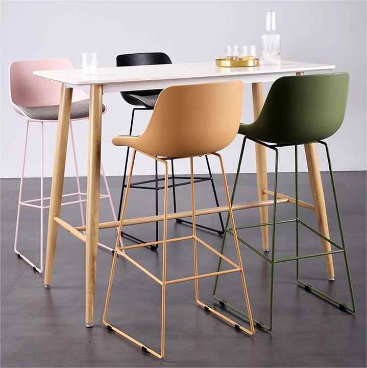 Modern Light Luxury Simple Home bar Chair Metal Lightweight Coffee Shop Backrest High bar Stool for Restaurant