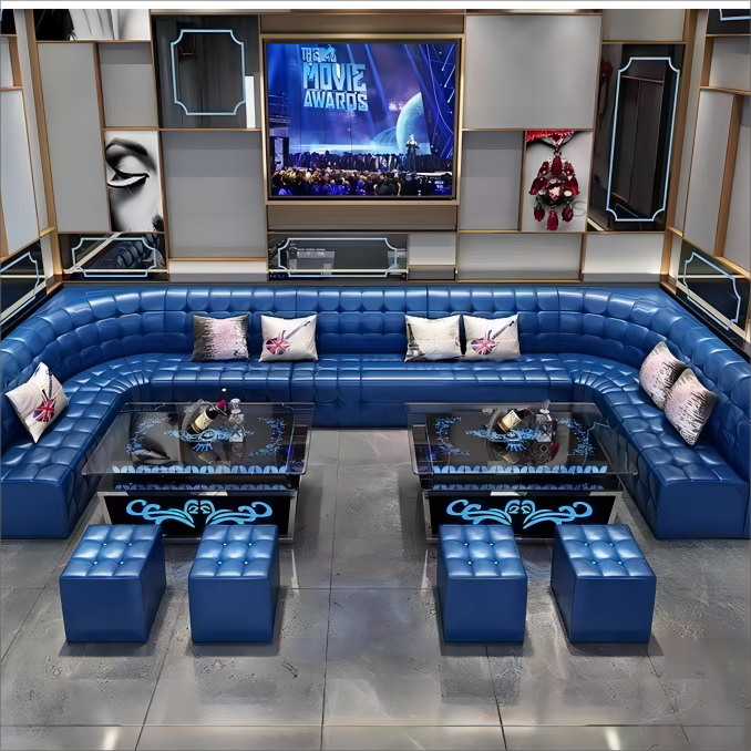 Customized bar Family Audio-visual Room Sofa Table Combination Against the Wall U-shaped L-shaped Luxury Club Sofa Set Furniture