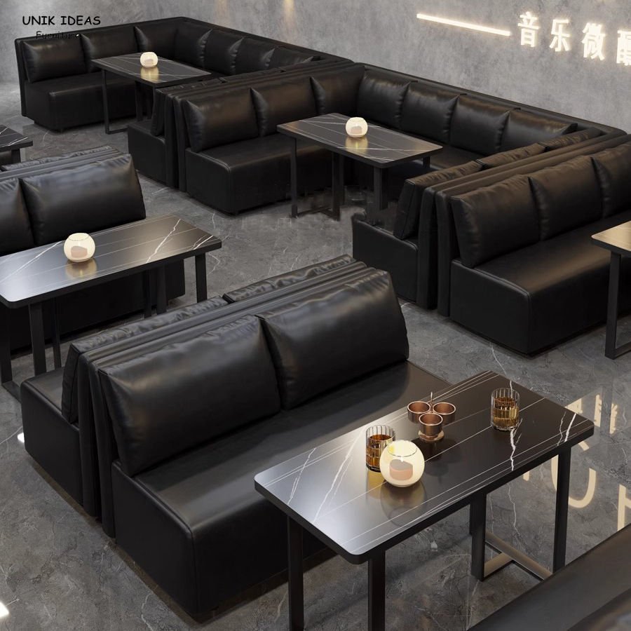 High Quality Restaurant Combination Furniture Set Leather Booth Sofa Seating for Fast Food Shop Restaurant Wooden Table Chairs